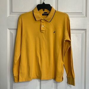 Nautica men’s long sleeve polo - yellow/gold - Size XS
